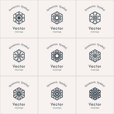 EPS 해외이미지 디자인 일러스트 추상 사람없음 세트 오리엔탈 심볼 육각형 만다라 해외일러스트 도형 무늬 파일형식 벡터 이미지허브