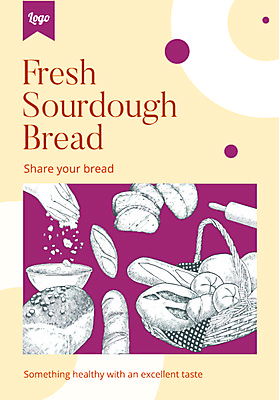 JPG 해외이미지 손 포스터 빵 일러스트 신체부위 노란색 바구니 보라색 바게트 식빵 손그림 해외일러스트 음식 컬러 사람 파일형식 이미지허브