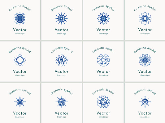 EPS 해외이미지 디자인 일러스트 추상 사람없음 파란색 세트 오리엔탈 심볼 만다라 해외일러스트 컬러 무늬 파일형식 벡터 이미지허브