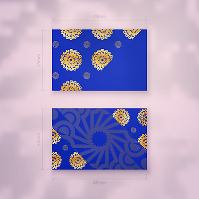 EPS 해외이미지 디자인 백그라운드 패턴 일러스트 명함 사람없음 파란색 세트 금색 고급 만다라 목업 해외일러스트 컬러 컨셉 무늬 파일형식 벡터 이미지허브