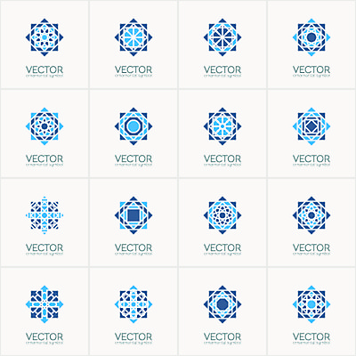 EPS 해외이미지 디자인 하늘색 일러스트 추상 사람없음 세트 오리엔탈 심볼 만다라 해외일러스트 무늬 파란색 파일형식 벡터 이미지허브