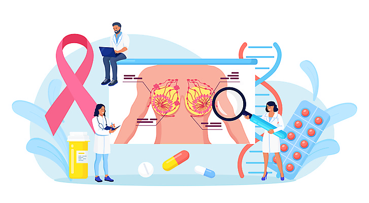 JPG 해외이미지 전신 여자 남자 하늘색 잎 일러스트 돋보기 건강 서기 들기 앉기 성인 세명 노트북 알약 건강관리 의사 약병 DNA 유방암 성인만 핑크리본 해외일러스트 식물 리본 모션 관리 사람 파란색 전자제품 약 의료진 생명공학 암 병_담는 파일형식 이미지허브