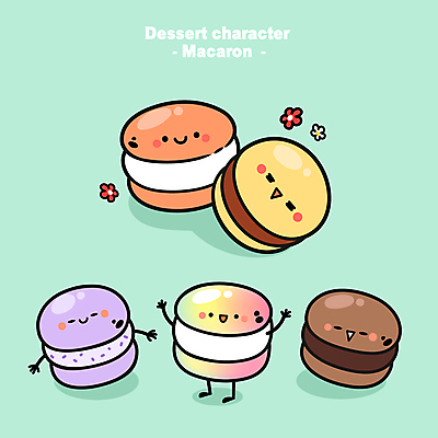 캐릭터 꽃 일러스트 팔벌리기 디저트 서기 사람없음 귀여움 마카롱 월간캐릭터 디저트캐릭터 일러캐릭터 AI파일 식물 음식 컨셉 모션 파일형식 벡터