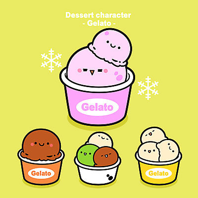 캐릭터 일러스트 아이스크림 디저트 눈꽃 사람없음 연두색 귀여움 다양 눈송이 딸기맛 바닐라맛 젤라또 초코맛 컵아이스크림 월간캐릭터 디저트캐릭터 일러캐릭터 AI파일 음식 다수 컨셉 딸기 눈_날씨 초록색 초콜릿 맛 파일형식 벡터