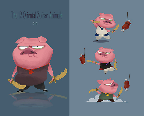 캐릭터 무기 동물캐릭터 여러마리 일러스트 매달리기 육류 들기 사람없음 파란색 십이지신 운세 무도 돼지띠 돼지 칼 연기 목표 십이지신캐릭터 한발서기 월간캐릭터 일러캐릭터 AI파일 동물 스포츠 컬러 다수 컨셉 식재료 포유류 모션 서기 파일형식 벡터