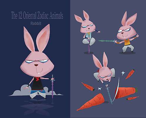 캐릭터 무기 동물캐릭터 여러마리 일러스트 들기 사람없음 파란색 당근 십이지신 운세 무도 토끼띠 토끼 칼 연기 떠있는 자르기 십이지신캐릭터 월간캐릭터 일러캐릭터 AI파일 동물 스포츠 컬러 다수 포유류 모션 뿌리채소 반려동물 파일형식 벡터