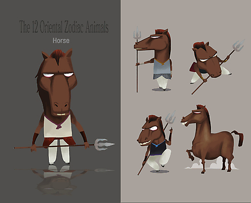 캐릭터 창 무기 동물캐릭터 포즈 여러마리 일러스트 웃음 들기 사람없음 회색 십이지신 운세 무도 말_동물 연기 십이지신캐릭터 말띠 다리들기 월간캐릭터 일러캐릭터 AI파일 동물 스포츠 컬러 다수 포유류 모션 표정 파일형식 벡터