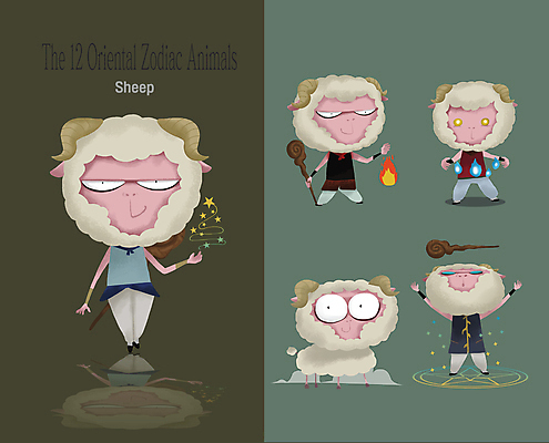 캐릭터 동물캐릭터 여러마리 일러스트 불 불꽃 들기 사람없음 초록색 마법사 십이지신 운세 무도 양띠 양 떠있는 십이지신캐릭터 마법 마법지팡이 월간캐릭터 마법진 일러캐릭터 AI파일 자연요소 동물 스포츠 컬러 다수 포유류 모션 파일형식 벡터