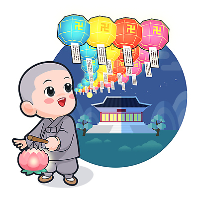 전신 나무 남자 어린이 불교 일러스트 밤하늘 연꽃 한명 서기 들기 소년 올려보기 사찰 야간 구경 동자승 연등 승복 연등축제 연등행사 소년한명만 월간캐릭터 불교캐릭터 일러캐릭터 AI파일 자연요소 식물 캐릭터 1 꽃 종교 종교건축 모션 하늘 사람 이벤트 축제 등불 승려 불교용품 남자한명만 소년만 파일형식 벡터