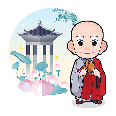 전신 노년 남자 나비 고건축 잎 불교 일러스트 연꽃 한명 서기 들기 반사 연못 연잎 목탁 승복 주지스님 노인남자한명만 두드리기 월간캐릭터 불교캐릭터 일러캐릭터 AI파일 식물 캐릭터 1 건축물 꽃 종교 곤충 모션 사람 성인 승려 불교용품 남자한명만 노인남자만 파일형식 벡터