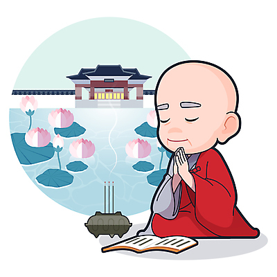 전신 노년 남자 불교 일러스트 연꽃 한명 눈감음 기도 연못 사찰 무릎꿇기 연잎 향 손모으기 승복 합장 불경 불교책 주지스님 노인남자한명만 향로_분향 월간캐릭터 불교캐릭터 일러캐릭터 AI파일 캐릭터 1 꽃 종교 잎 종교건축 모션 사람 손짓 성인 책 승려 남자한명만 노인남자만 파일형식 벡터