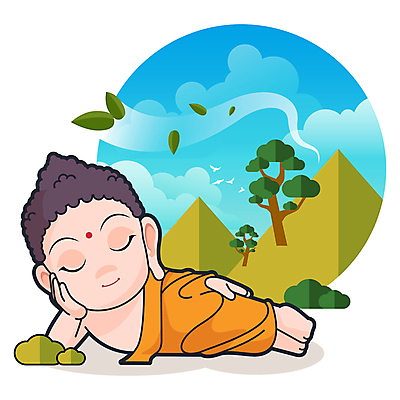 전신 나무 구름 남자 여유 불교 일러스트 하늘 바람 휴식 나뭇잎 산 한명 성인 눕기 평화 눈감음 턱괴기 부처 성인남자한명만 차분 월간캐릭터 불교캐릭터 일러캐릭터 AI파일 자연요소 식물 캐릭터 1 감정 종교 컨셉 잎 모션 날씨 사람 남자한명만 성인남자만 파일형식 벡터