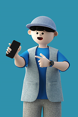 PSD 편집 편집이미지 모자 남자 하늘색 3D캐릭터 직업캐릭터 한명 들기 상반신 성인 스마트폰 3D 운송업 가리킴 조끼 택배기사 배달원 배송 디지털합성 아르바이트 스마트워치 성인남자한명만 편집소스 월간캐릭터 제이크 편집3D 직업 캐릭터 1 잡화 산업 모션 사람 손짓 파란색 핸드폰 스마트기기 외투 웨어러블 남자한명만 성인남자만 파일형식