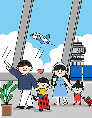 전신 구름 여자 남자 딸 화분 아들 어린이 의자 일러스트 창문 가족 하늘 엄마 휴식 가족여행 비행기 들기 소녀 소년 여러명 성인 캐리어 손잡기 하트 가리킴 아빠 공항 승차 여권 국내일러스트 AI파일 자연요소 모양 여행 가구 다수 컨셉 관계 항공교통 교통시설 모션 대중교통 사람 손짓 여행가방 파일형식 벡터
