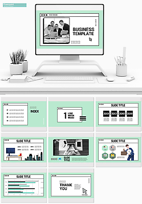 서양인 템플릿 여자 남자 시계 40대 중년 서류가방 비즈니스 회의 그래프 들기 빌딩 여러명 상반신 20대 성인 건물 30대 노트북 세트 모니터 타이핑 업무 비즈니스맨 비즈니스우먼 PPT 프레젠테이션 책상 동료 문서템플릿 민트색 애니형PPT 9P 이미지템플릿 외국인 건축물 컬러 가구 다수 가방 관계 모션 사람 청년 장년 전자제품 컴퓨터 작업 직장인 파일형식
