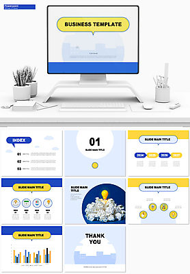템플릿 종이 말풍선 비즈니스 전구 그래프 아이디어 빌딩 사람없음 건물 파란색 노트북 세트 노란색 도시 연도 PPT 프레젠테이션 얼굴모양 문서템플릿 종이뭉치 애니형PPT 9P 이미지템플릿 모양 건축물 얼굴 컬러 컨셉 전자제품 뭉치 파일형식