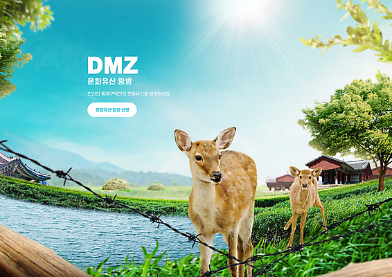 PSD 나무 편집이미지 한국문화 전통문화 야생동물 하늘색 두마리 사슴 잔디 사람없음 강 태양 문화재 사찰 철조망 보호구역 정자각 탐방 비무장지대 이미지편집 자연요소 식물 동물 동양문화 전통 문화 2 포유류 종교건축 한국 파란색 구역 파일형식