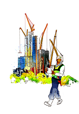 전신 PSD 남자 건축 일러스트 아파트 공사 한명 들기 성인 건물 태블릿 걷기 건설현장 뒤돌아보기 안전모 타워크레인 공사인부 안전조끼 성인남자한명만 건설근로자 국내일러스트 직업 1 건축물 모션 주택 건설업 사람 전자제품 스마트기기 헬멧 안전장비 기중기 남자한명만 성인남자만 파일형식