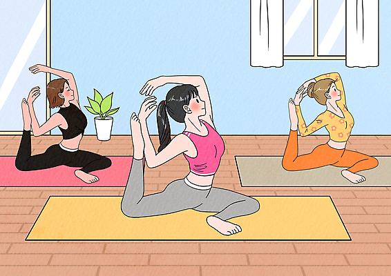 전신 PSD 여자 화분 일러스트 요가 창문 앉기 성인 세명 운동복 운동 건강관리 요가자세 매트 커튼 필라테스 성인여자만 국내일러스트 웰빙 옷 포즈 모션 건강 관리 사람 여자만 성인만 파일형식