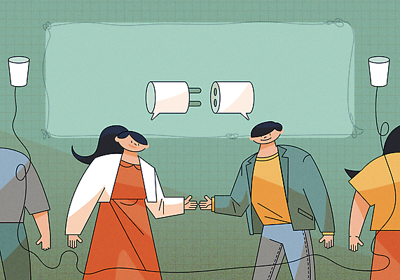 여자 남자 말풍선 일러스트 악수 이야기 대화 여러명 상반신 성인 초록색 손들기 콘센트 플러그 전기에너지 연결 실전화기 소통 성인만 국내일러스트 AI파일 컬러 다수 컨셉 모션 말하기 사람 손짓 에너지 파일형식 벡터