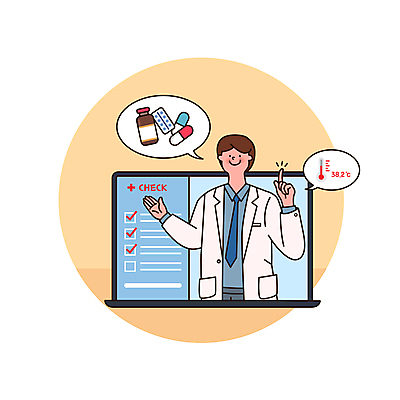 남자 말풍선 일러스트 의학 한명 상반신 성인 노트북 알약 노란색 모니터 진료 의사 가리킴 의사가운 원형 약병 온도계 체온계 체크표시 체온 체온측정 체크리스트 원격의료 성인남자한명만 비대면서비스 국내일러스트 AI파일 도형 1 컬러 사람 손짓 전자제품 컴퓨터 약 의료진 가운 측정 확인 서비스 원격 병_담는 남자한명만 성인남자만 파일형식 벡터 언택트