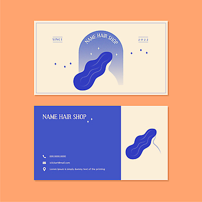 별 일러스트 비즈니스 명함 사람모양 타이포그라피 사람없음 파란색 머리카락 미용실 미용사 베이지색 가로명함 국내일러스트 AI파일 자연요소 모양 직업 문자 컬러 머리 뷰티샵 파일형식 벡터