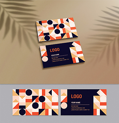 패턴 일러스트 비즈니스 명함 타이포그라피 사람없음 사각형 검은색 주황색 원형 삼각형 기하학 목업 가로명함 국내일러스트 AI파일 도형 문자 컬러 무늬 파일형식 벡터