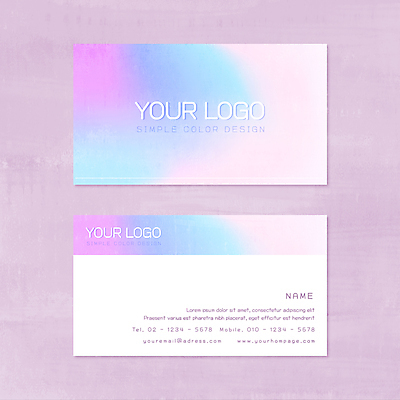 디자인 일러스트 비즈니스 명함 수채화 타이포그라피 사람없음 파란색 보라색 심플 그라데이션 파스텔톤 가로명함 국내일러스트 AI파일 문자 컬러 파일형식 벡터
