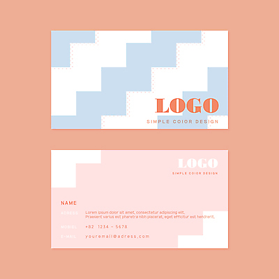 디자인 분홍색 하늘색 일러스트 비즈니스 명함 타이포그라피 사람없음 심플 계단식 구성 지그재그 가로명함 국내일러스트 AI파일 문자 컬러 파란색 파일형식 벡터