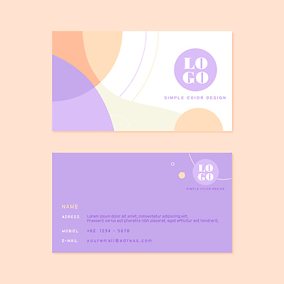 디자인 일러스트 비즈니스 명함 타이포그라피 사람없음 보라색 주황색 원형 심플 파스텔톤 가로명함 국내일러스트 AI파일 도형 문자 컬러 파일형식 벡터