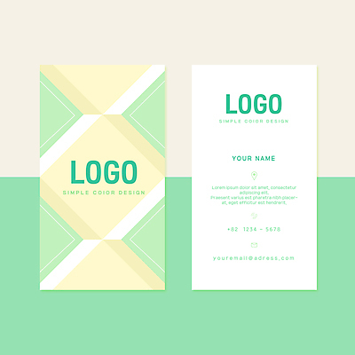 디자인 일러스트 비즈니스 명함 타이포그라피 사람없음 연두색 노란색 심플 격자 파스텔톤 세로명함 국내일러스트 AI파일 문자 컬러 무늬 초록색 파일형식 벡터