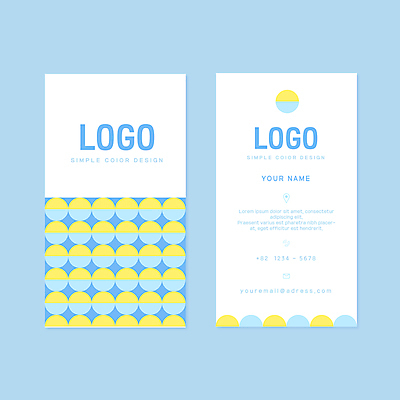 디자인 하늘색 일러스트 명함 타이포그라피 사람없음 파란색 노란색 원형 심플 구성 세로명함 국내일러스트 AI파일 도형 문자 컬러 파일형식 벡터