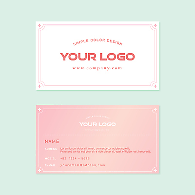 디자인 분홍색 일러스트 비즈니스 명함 프레임 타이포그라피 사람없음 복고 심플 파스텔톤 가로명함 국내일러스트 AI파일 문자 컬러 파일형식 벡터