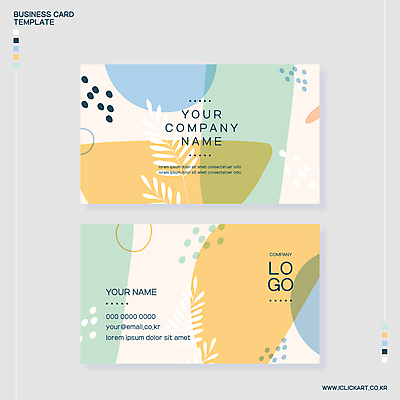 식물 줄기 잎 일러스트 비즈니스 명함 추상 타이포그라피 사람없음 그래픽 초록색 파란색 노란색 파스텔톤 보테니컬아트 가로명함 국내일러스트 AI파일 문자 컬러 무늬 파일형식 벡터