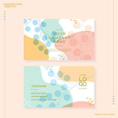 식물 분홍색 일러스트 비즈니스 명함 추상 타이포그라피 사람없음 파란색 노란색 원형 파스텔톤 보테니컬아트 가로명함 국내일러스트 AI파일 도형 문자 컬러 무늬 파일형식 벡터