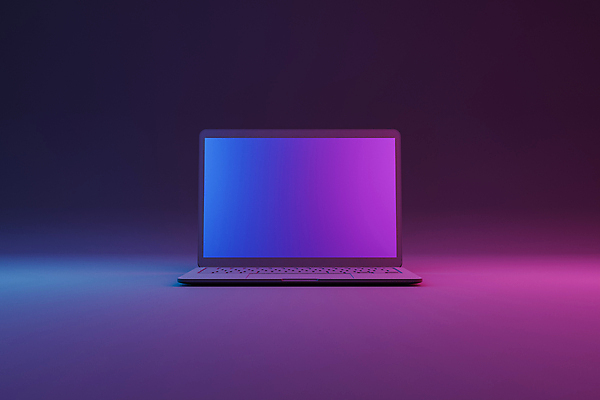 포토 JPG 해외이미지 백그라운드 사람없음 노트북 3D 스크린 보라색 카피스페이스 해외포토 컬러 전자제품 공백 디지털합성 파일형식 이미지허브