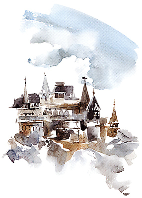 포토 JPG 해외이미지 구름 하늘 수채화 잉크 미술 풍경 사람없음 야외 건물 그래픽 스케치 폐허 그림 고딕 옛날 해외포토 자연요소 건축물 문화예술 파일형식 이미지허브