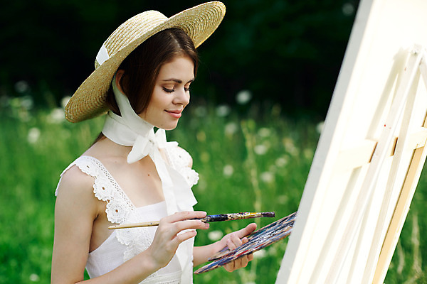 포토 JPG 해외이미지 여자 예술 자연 한명 들기 상반신 성인 야외 눈감음 붓 그리기 팔레트 이젤 그림 캔버스 밀짚 성인여자한명만 해외포토 1 모션 사람 미술도구 짚 생태계 여자한명만 성인여자만 파일형식 이미지허브