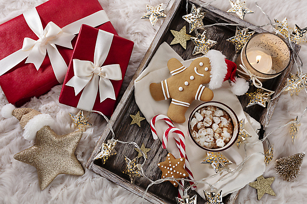 포토 JPG 해외이미지 별 크리스마스 크리스마스용품 실내 사람없음 선물상자 하이앵글 향초 코코아 별모형 지팡이사탕 진저맨 진저쿠키 해외포토 자연요소 기념일 음료 뷰포인트 초 사탕 선물 내부 상자 모형 쿠키 용품 파일형식 이미지허브