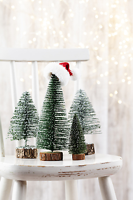 포토 JPG 해외이미지 크리스마스 의자 산타모자 실내 사람없음 아웃포커스 크리스마스트리 미니어처 미니트리 해외포토 모자_잡화 기념일 가구 촬영기법 내부 모형 파일형식 이미지허브