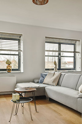 포토 JPG 해외이미지 화분 쿠션 거실 창문 실내 사람없음 인테리어 소파 블라인드 심플 원형탁자 해외포토 디자인 의자 탁자 내부 커튼 파일형식 이미지허브