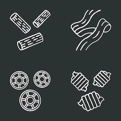 EPS 해외이미지 디자인 일러스트 파스타 종류 사람없음 세트 다양 파스타면 해외일러스트 다수 서양음식 면류 파일형식 벡터 이미지허브