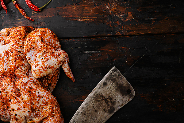 포토 JPG 해외이미지 고추 생고기 사람없음 닭고기 양념 식칼 카피스페이스 시즈닝 해외포토 채소 주방용품 육류 공백 파일형식 이미지허브