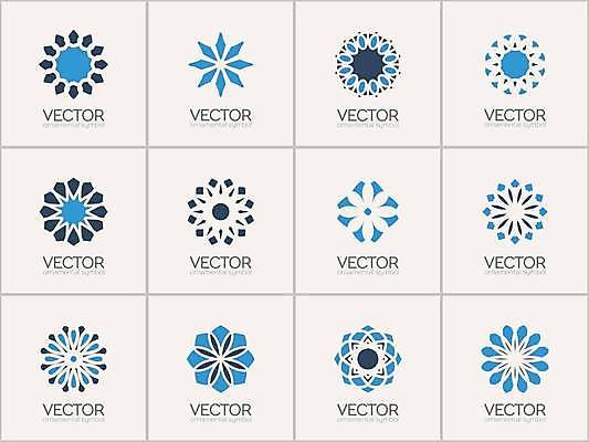 EPS 해외이미지 디자인 하늘색 일러스트 추상 사람없음 세트 오리엔탈 심볼 만다라 해외일러스트 무늬 파란색 파일형식 벡터 이미지허브