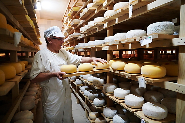 포토 JPG 해외이미지 노년 남자 공장 노동자 치즈 선반 쟁반 작업복 한명 들기 상반신 옆모습 제조 저장 발효 수납 숙성 저장소 전통방식 노인남자한명만 해외포토 직업 1 전통 옷 뷰포인트 가구 공업 모션 유제품 사람 성인 남자한명만 노인남자만 파일형식 이미지허브