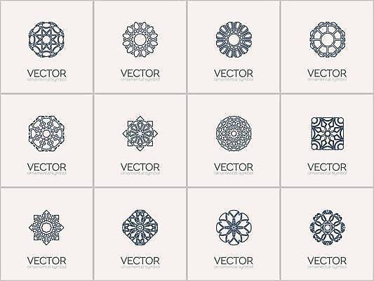 EPS 해외이미지 디자인 일러스트 추상 사람없음 세트 오리엔탈 심볼 만다라 해외일러스트 무늬 파일형식 벡터 이미지허브