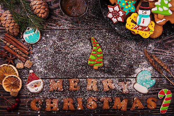 포토 JPG 해외이미지 크리스마스 실내 사람없음 쿠키 산타모양 슈가파우더 크리스마스트리모양쿠키 진저쿠키 나무배경 해외포토 모양 기념일 백그라운드 디저트 내부 산타클로스 파일형식 이미지허브