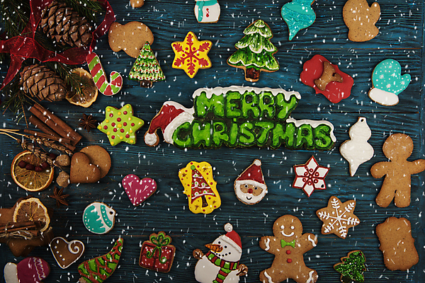 포토 JPG 해외이미지 크리스마스 눈사람 실내 사람없음 하이앵글 쿠키 산타모양 진저맨 진저쿠키 나무배경 해외포토 모양 기념일 뷰포인트 백그라운드 디저트 내부 산타클로스 파일형식 이미지허브