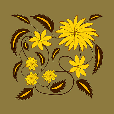 JPG EPS 해외이미지 디자인 꽃 잎 일러스트 미술 사람없음 노란색 화려 민화 해외일러스트 식물 컬러 컨셉 문화예술 그림 파일형식 벡터 이미지허브