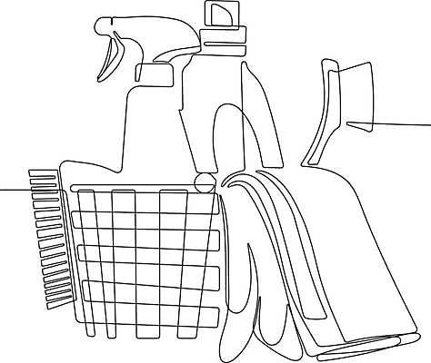 EPS 해외이미지 라인일러스트 일러스트 사람없음 바구니 청소도구 라인아트 스프레이 손그림 고무장갑 드로잉 청소용솔 해외일러스트 선 장갑 미술 도구 청소 고무 파일형식 벡터 이미지허브